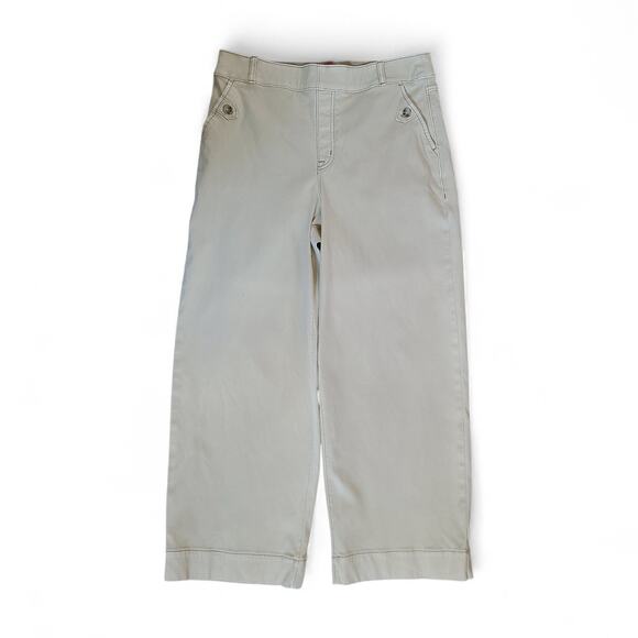 SPANX Pants - Spanx Cream Wide Leg Chino Pants XL Pull-On Stretch Front & Back Pockets